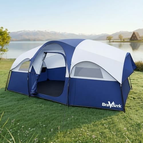 Camping Tent for 8 Person, 3 Room Family Tent with Rainfly